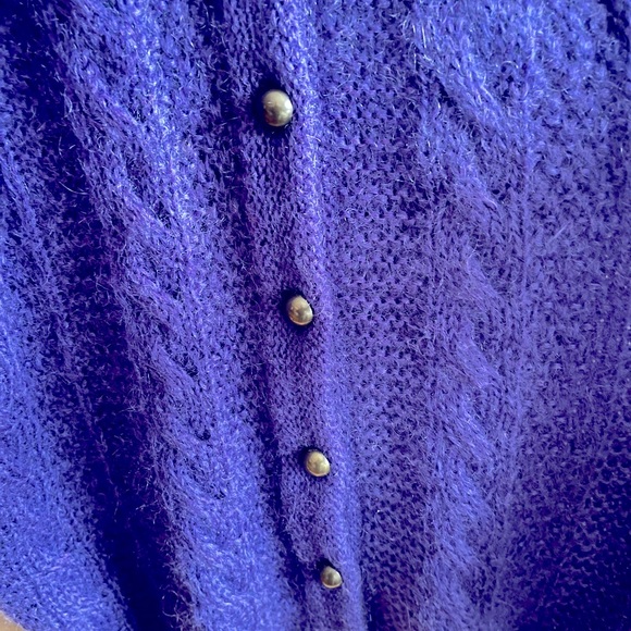 UNITED COLORS OF BENETTON Mohair blend deep purple Cardigan Size Small EUC